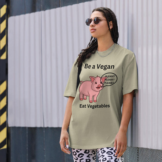 Be a Vegan Eat Vegetables: Oversized faded t-shirt